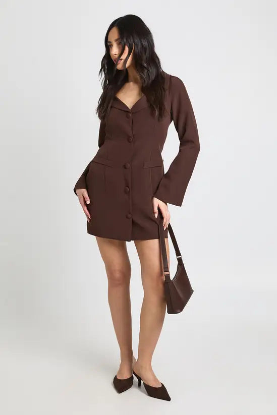 boohoo Bardot Fitted Blazer Dress