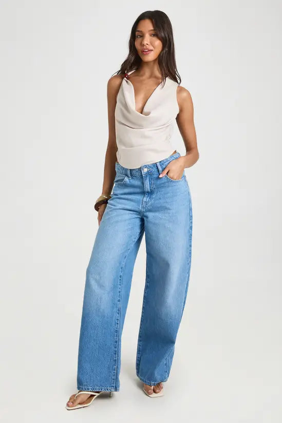 boohoo Crepe Beaded Cowl Neck Top
