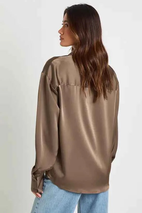 boohoo Satin Button Down Shirt