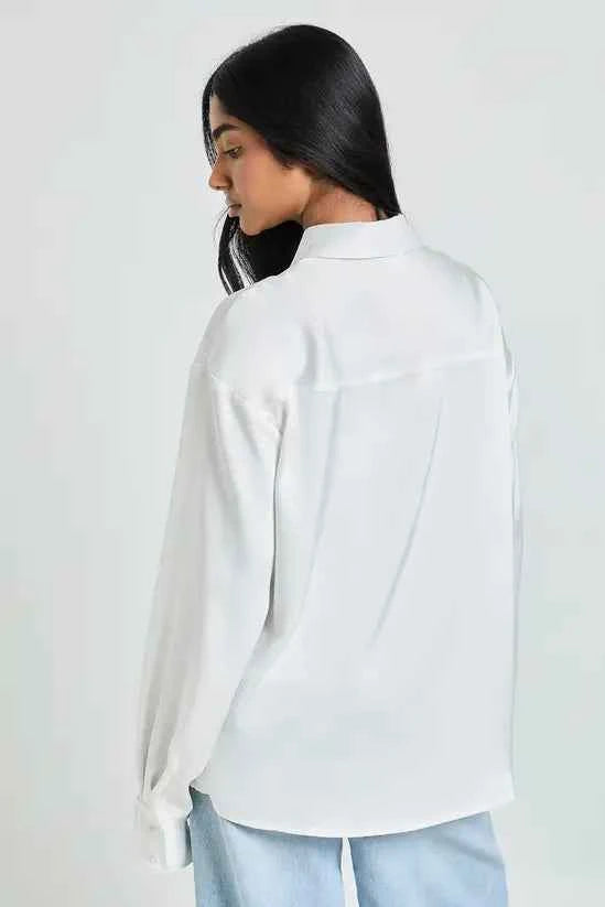 boohoo Satin Button Down Shirt