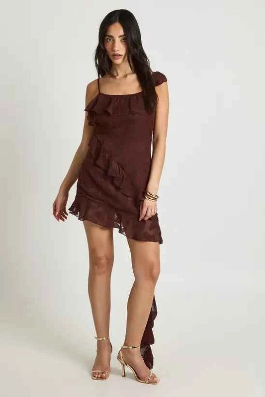 Boohoo - Floral Burnout Ruffle Detail Slip Dress
