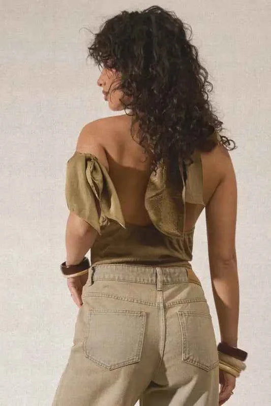boohoo Textured Cowl Neck Peached Top