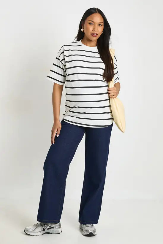 boohoo Maternity Crew Neck Stripe T-shirt