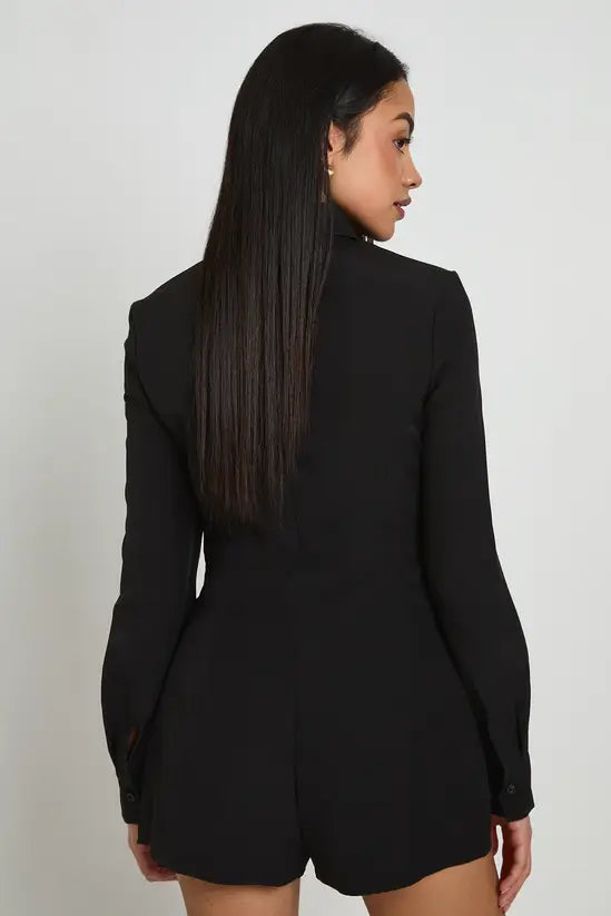 boohoo Cut Work Collar Detail Tailored Playsuit