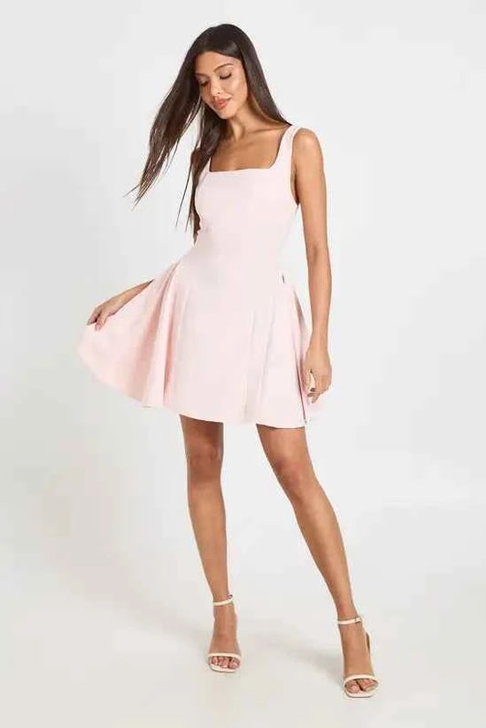 boohoo Square Neck Full Skirt Mini Dress