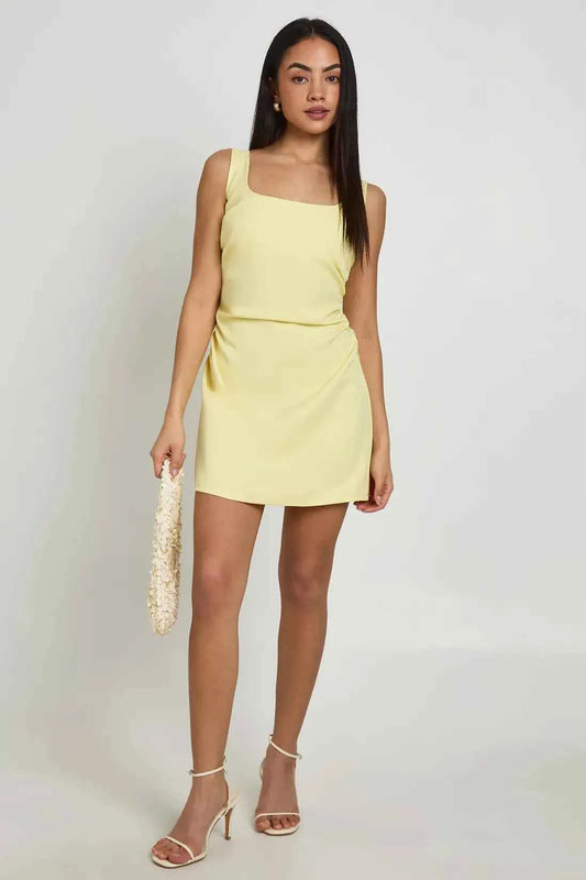 boohoo Square Neck Ruched Mini Dress