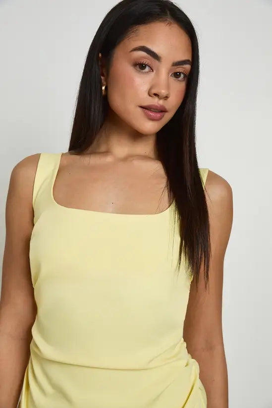 boohoo Square Neck Ruched Mini Dress