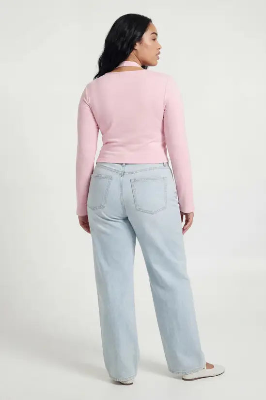 boohoo Plus Double Layer Halter Neck Button Down Top