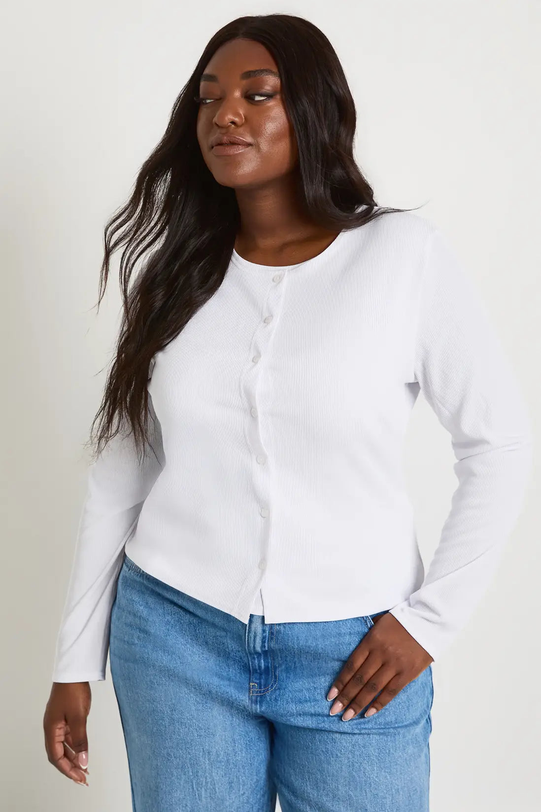 boohoo Plus Double Layer Rib Button Down Top