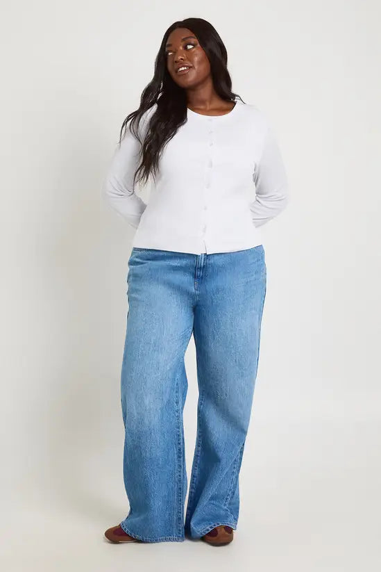 boohoo Plus Double Layer Rib Button Down Top