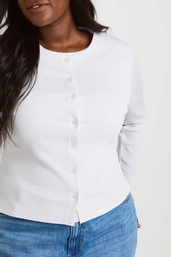 boohoo Plus Double Layer Rib Button Down Top