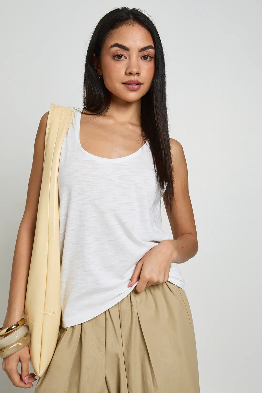 boohoo Sheer Slub Low Scoop Back Vest Top