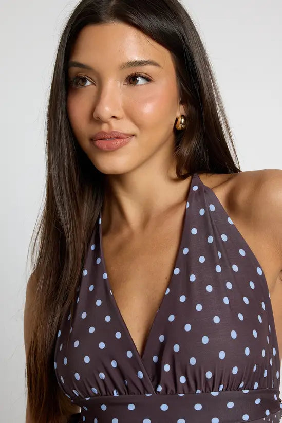 boohoo Mix Polka Dot Halter Neck Top