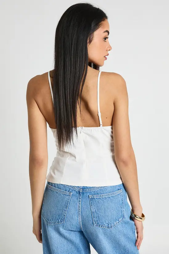 Boohoo - Bengaline Ruched Side Strappy Corset Top