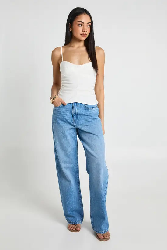 Boohoo - Bengaline Ruched Side Strappy Corset Top