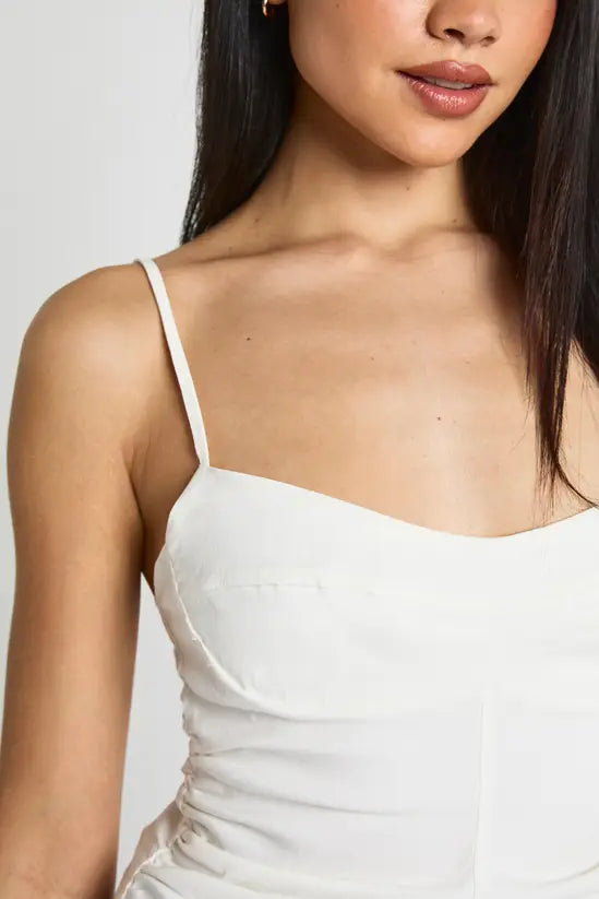 Boohoo - Bengaline Ruched Side Strappy Corset Top