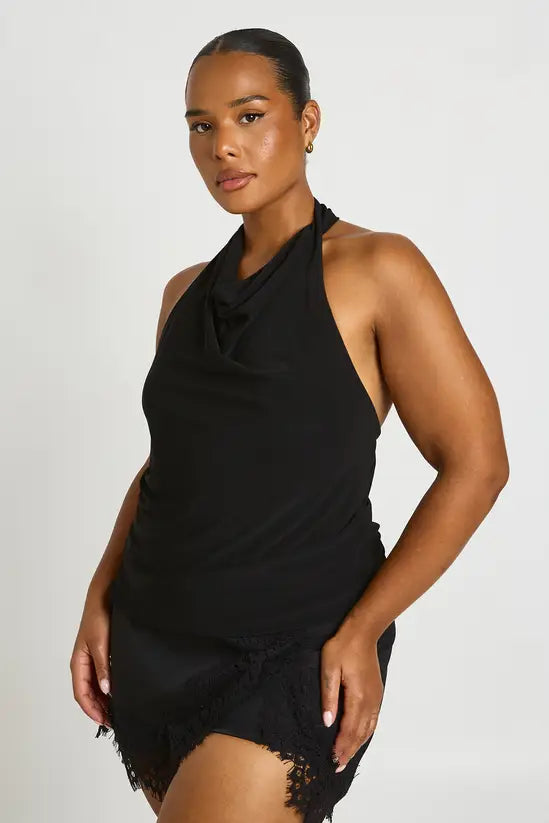 boohoo Plus Twist Cowl Neck Top