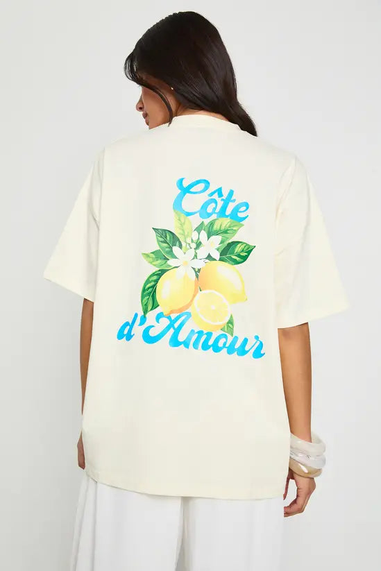 boohoo Cote d-Amour Lemons Front and Back Printed T-Shirt