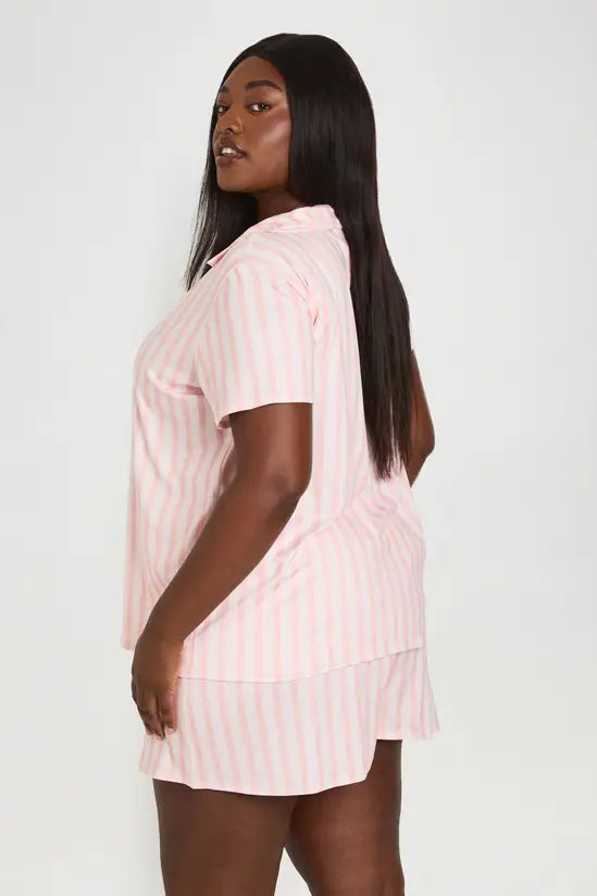boohoo Plus Stripe Short Sleeve And Short PJ