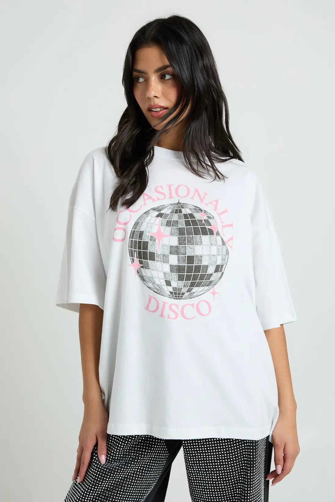 boohoo Occasionally Disco Oversized T-Shirt