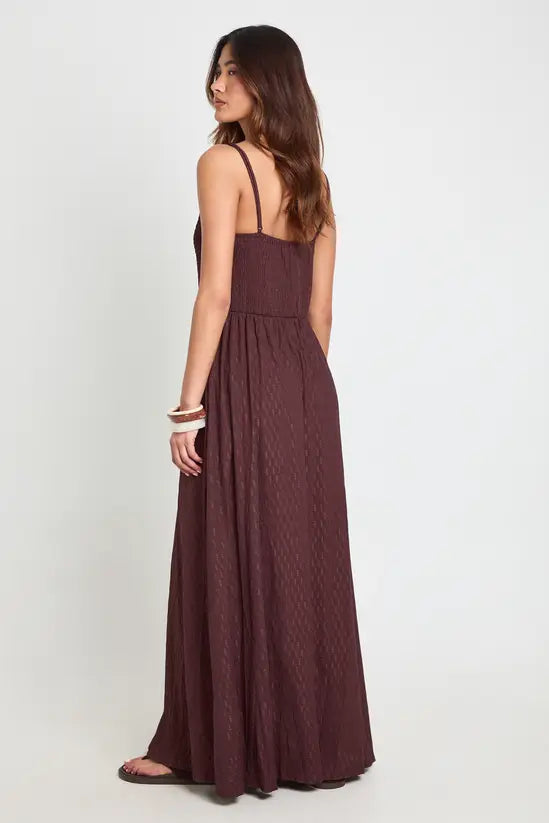 boohoo Textured Square Neck Shirred Bodice Maxi Dress
