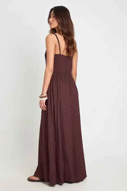 boohoo Textured Square Neck Shirred Bodice Maxi Dress