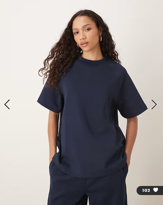 ASOS DESIGN co-ord interlock raglan t-shirt in navy