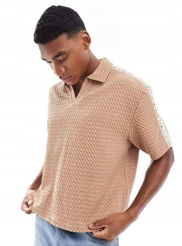 Asos - relaxed boxy polo shirt with lace