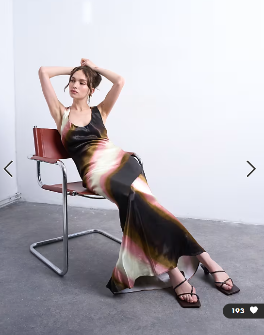 Topshop racer neck satin bias maxi dress in ombre stripe