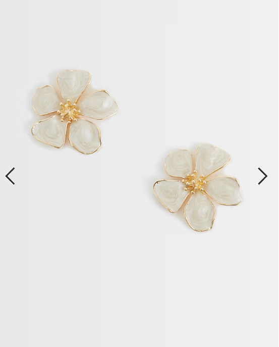 Accessorize enamel flower earrings in white