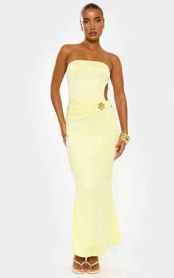 Ego - Bandeau Starfish Trim Detail Cut Out Maxi Dress In Yellow