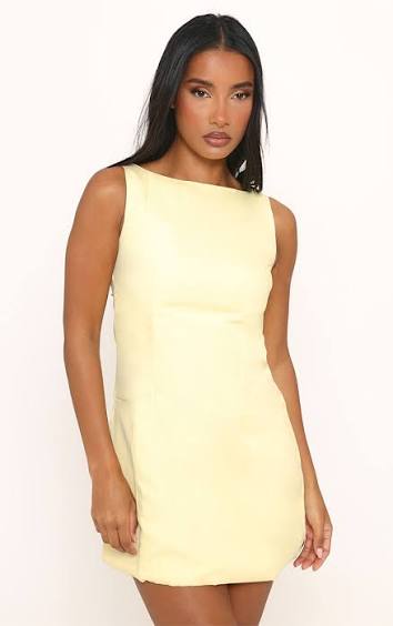 Ego - sleeveless slash neck mini dress in yellow