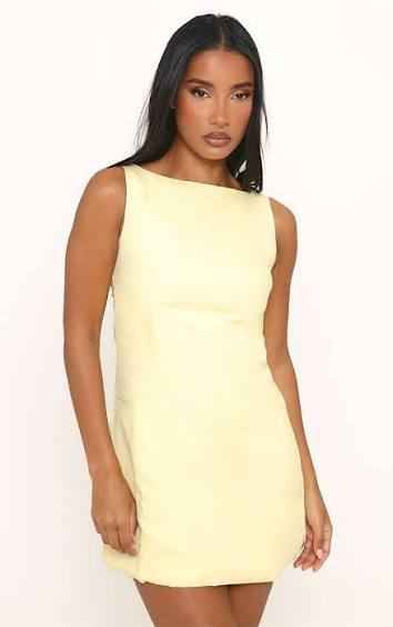 Ego - sleeveless slash neck mini dress in yellow