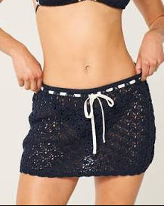 Hollister Low Rise Crochet Mini Skirt In Black