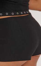 Ego - Low Rise Booty Shorts In Black Woven