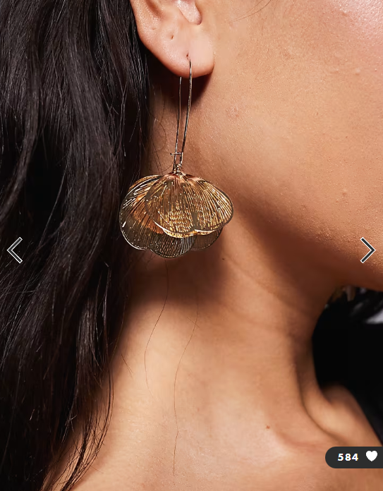 ASOS DESIGN drop earrings in wire petal design in gold tone