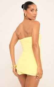 Ego - Sweetheart Neck Bandeau Wrap Detail Playsuit In Yellow