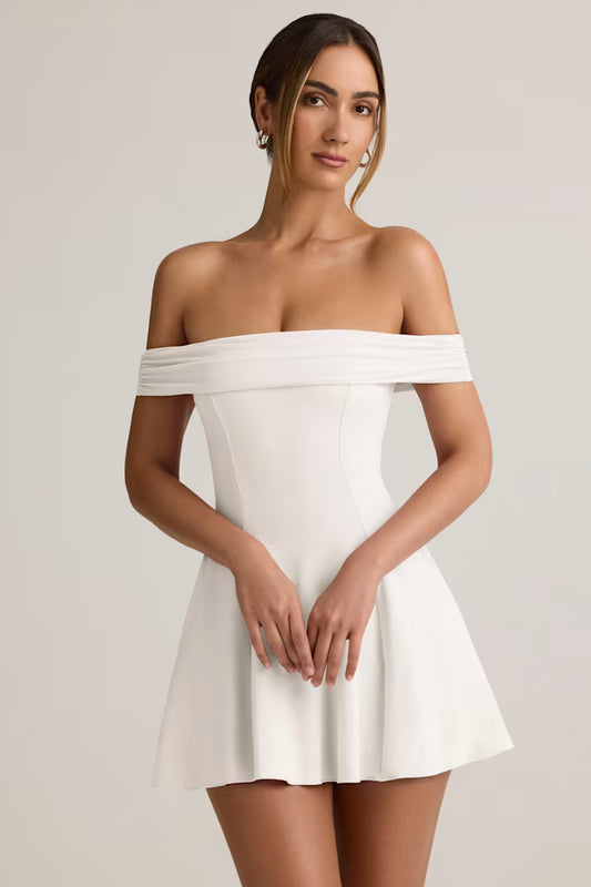 Ohpolly Modal Off-Shoulder A-Line Mini Dress in White