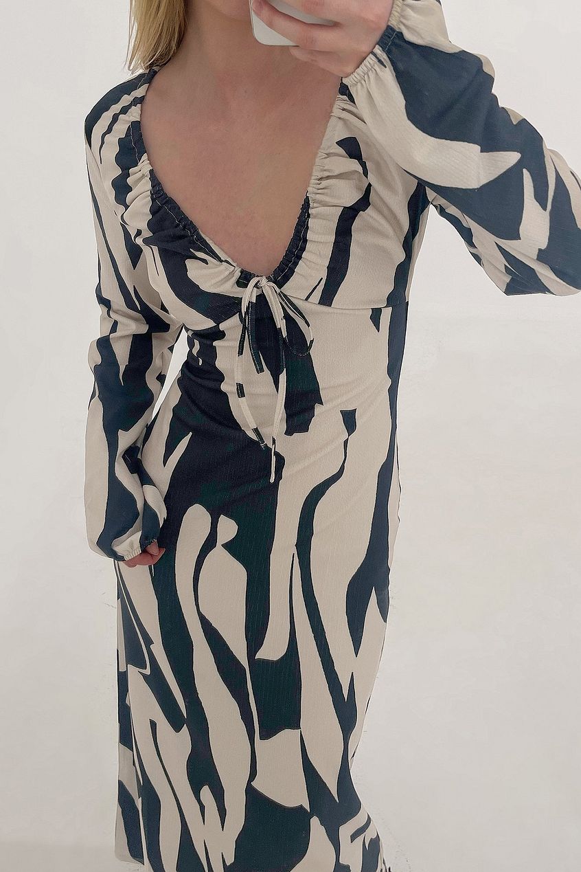 Jersey Balloon Sleeve Midi Dress