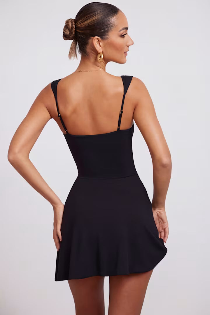 Ohpolly Sweetheart Neckline Mini Dress in Black