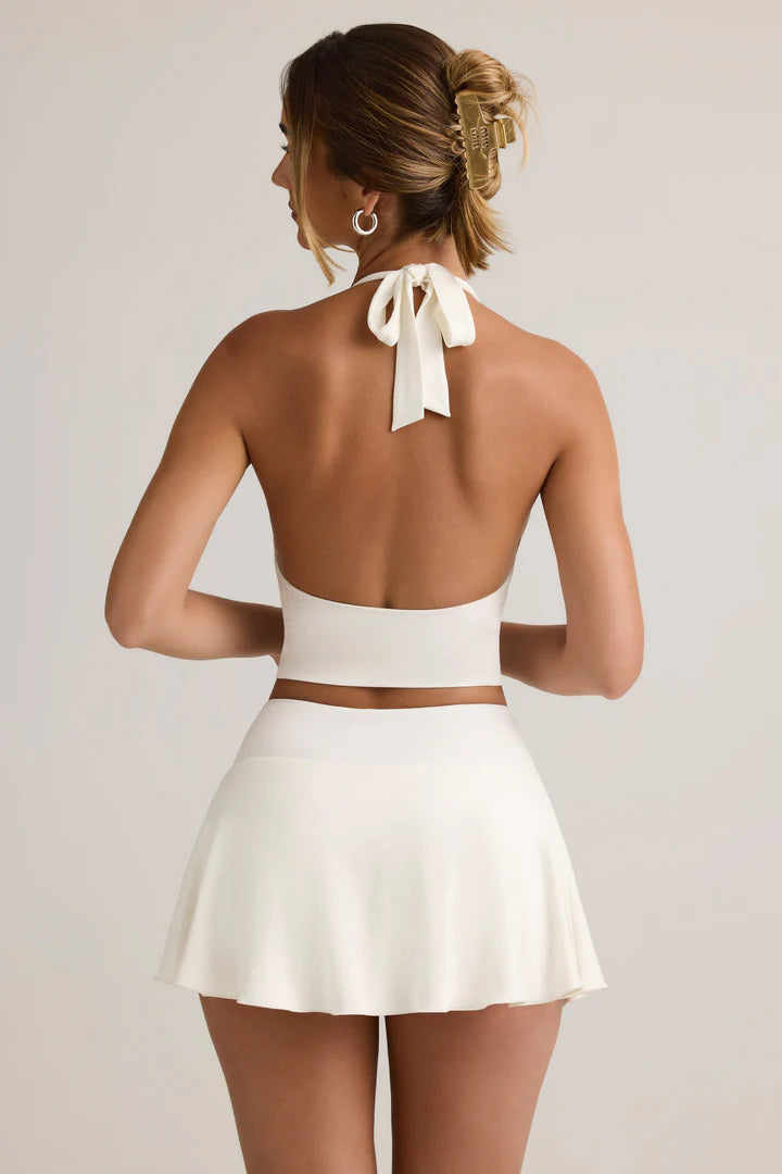 Ohpolly - Modal Low-Rise Ruched Mini Skort in White