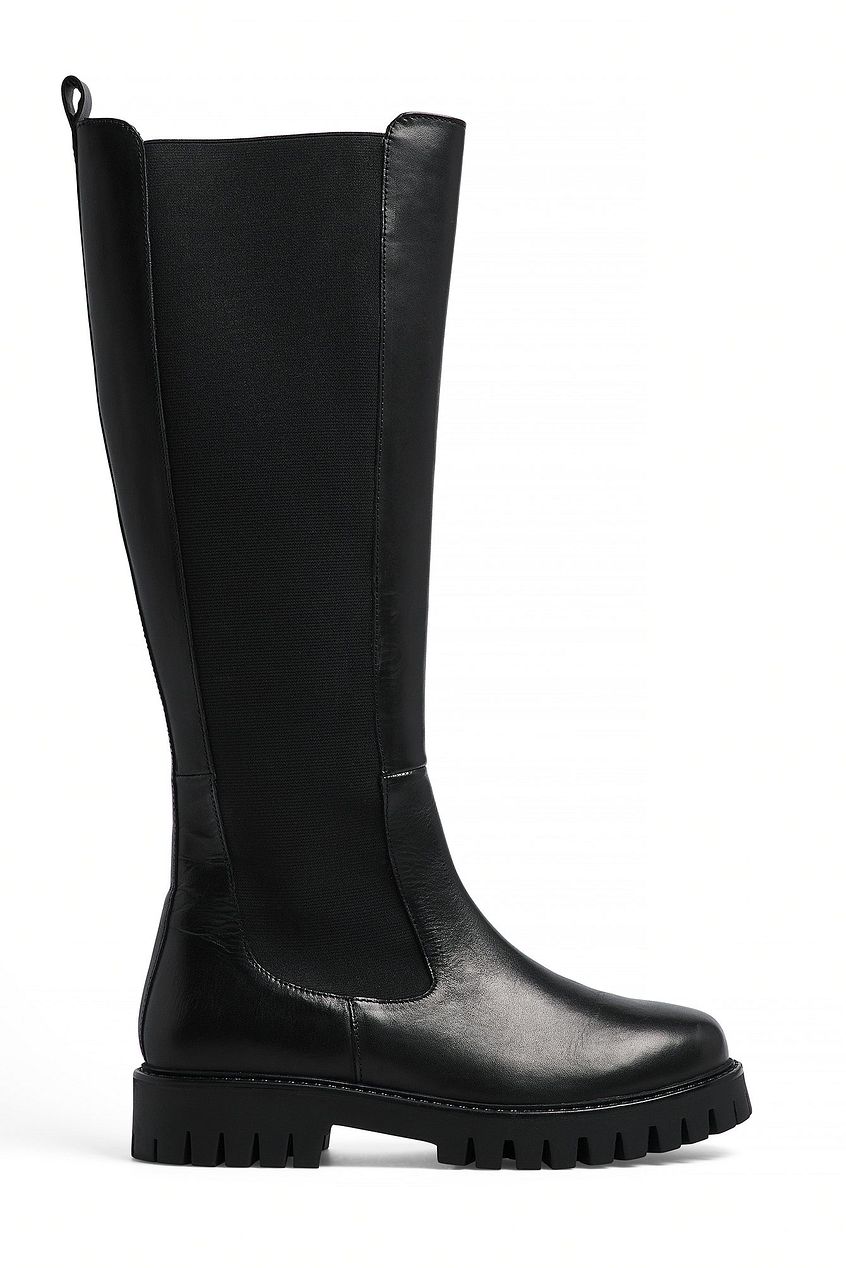 Knee High Leather Elastic Boots