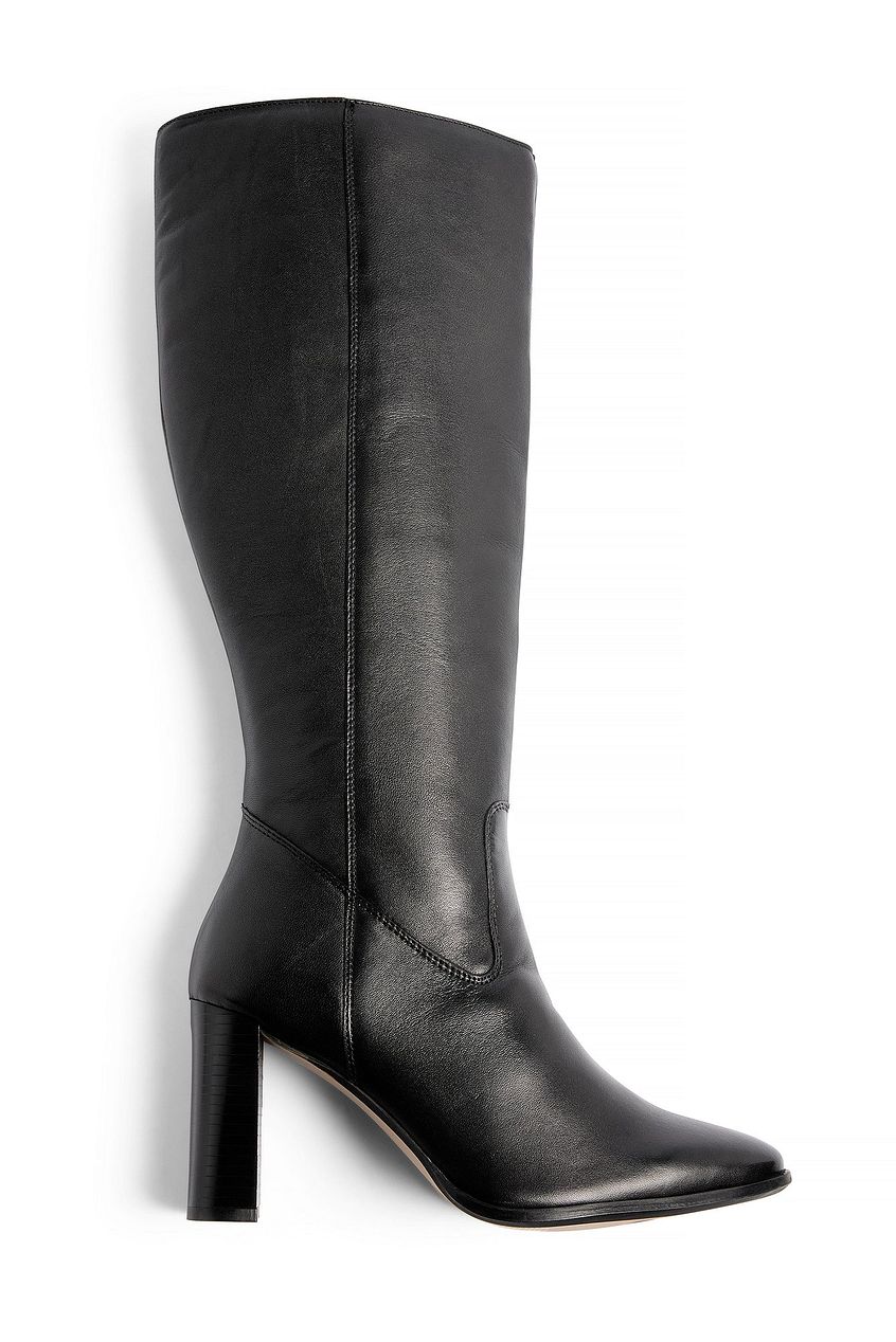 Knee High Leather Rounded Toe Boots