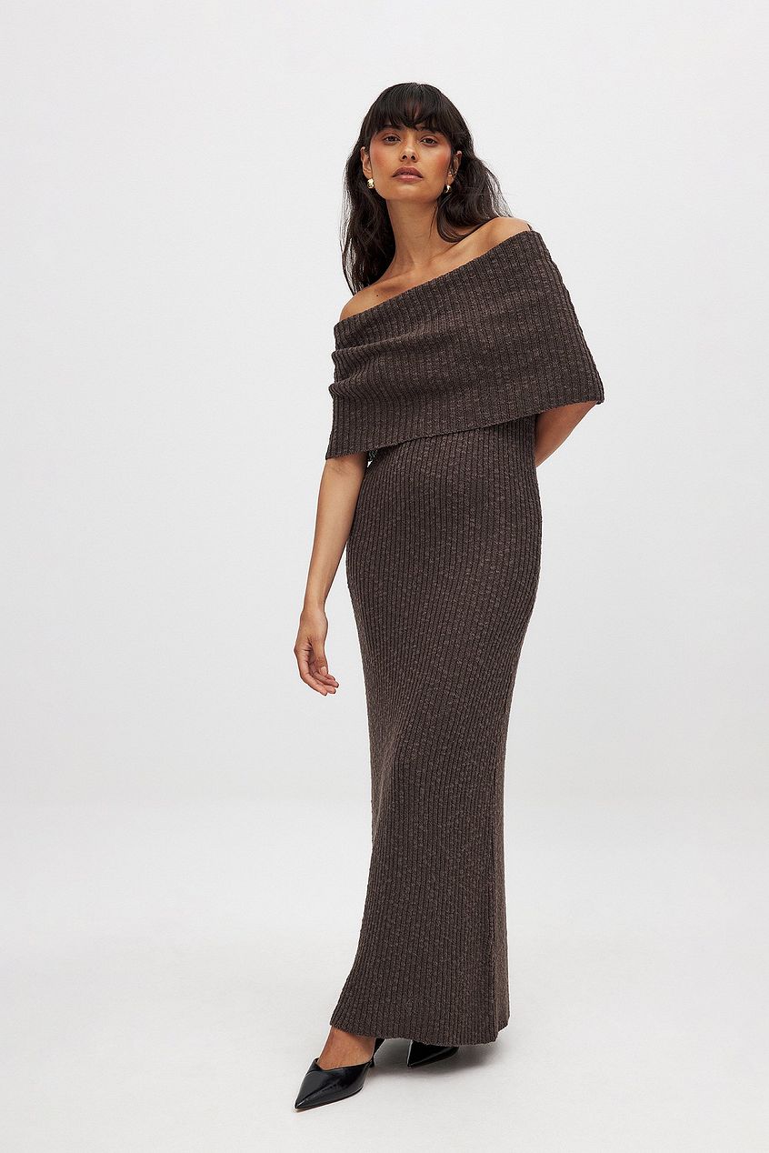 Knitted Off Shoulder Maxi Dress
