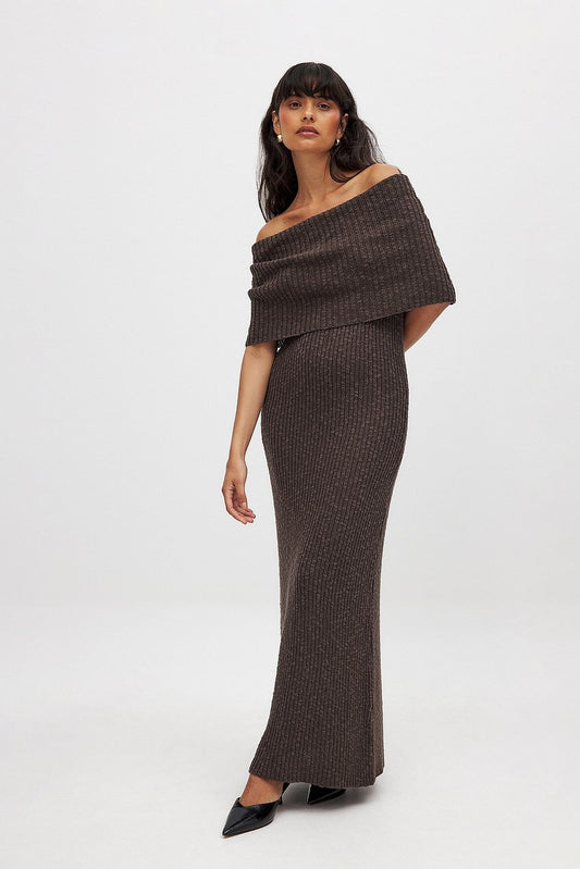 Knitted Off Shoulder Maxi Dress