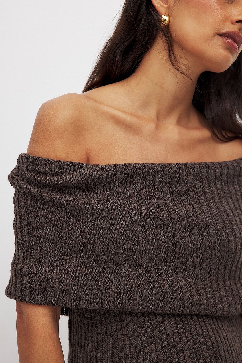 Knitted Off Shoulder Maxi Dress