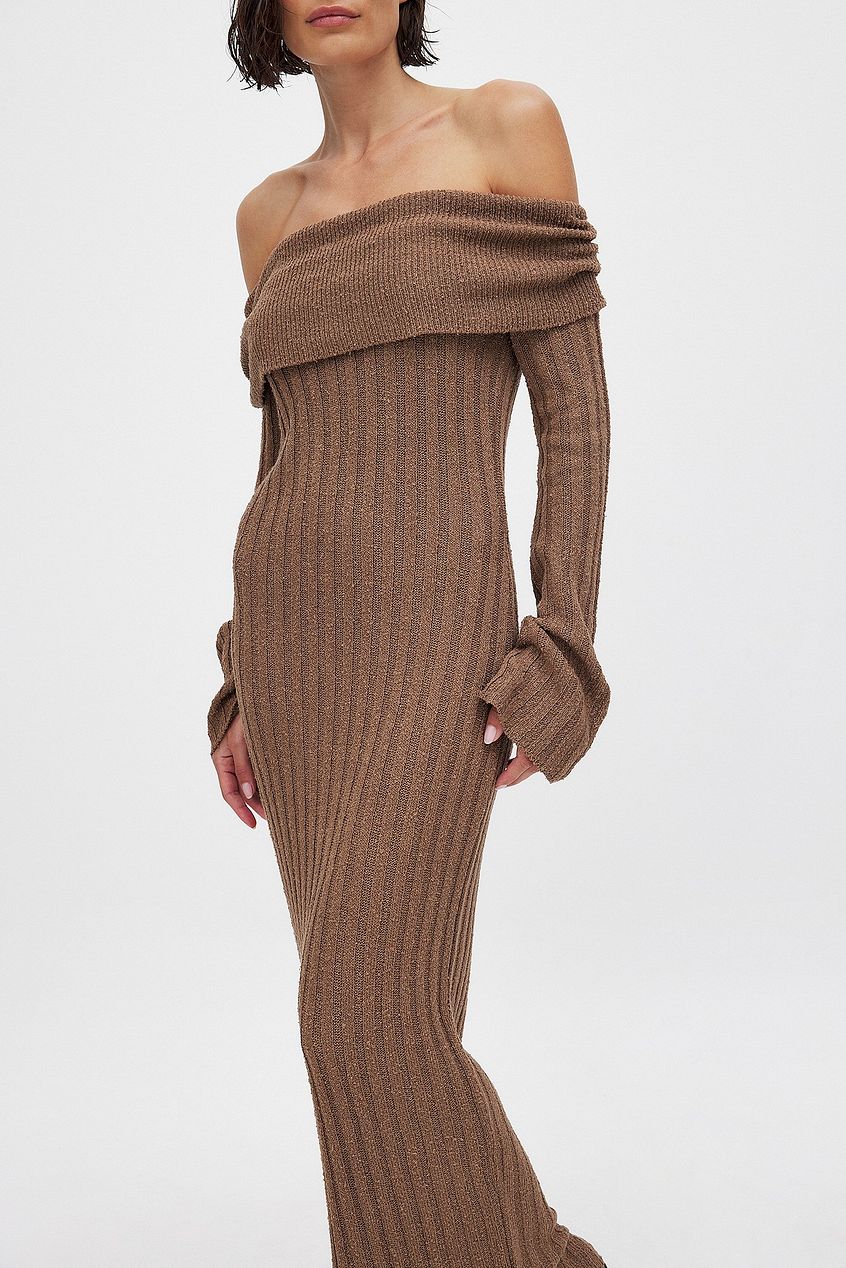 Knitted Offshoulder Midi Dress