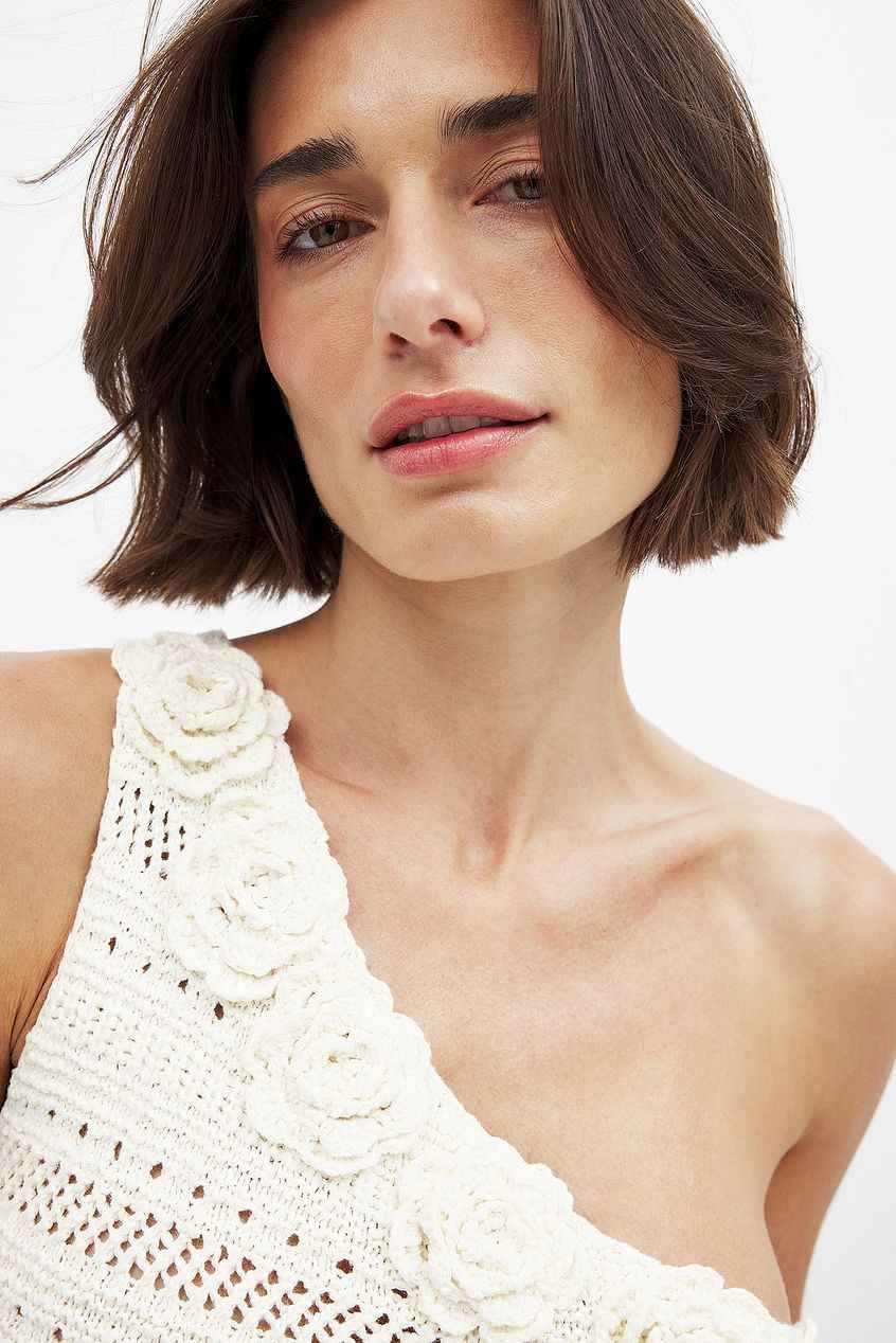 Na-kd Knitted One Shoulder Crochet Mini Dress