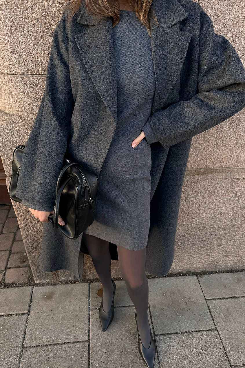 Na-kd Knitted Padded Shoulder Mini Dress