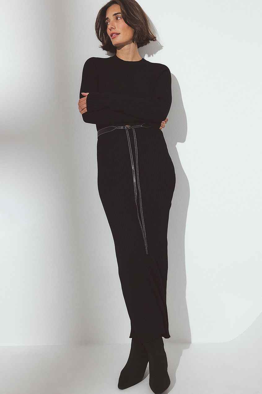 Na-kd Knitted Ribbed Maxi Dress